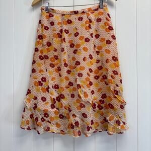 Cute Angle Womens Floral Midi Skirt Size S Ruffle Y2K Fairy Peasant Cottage Soft